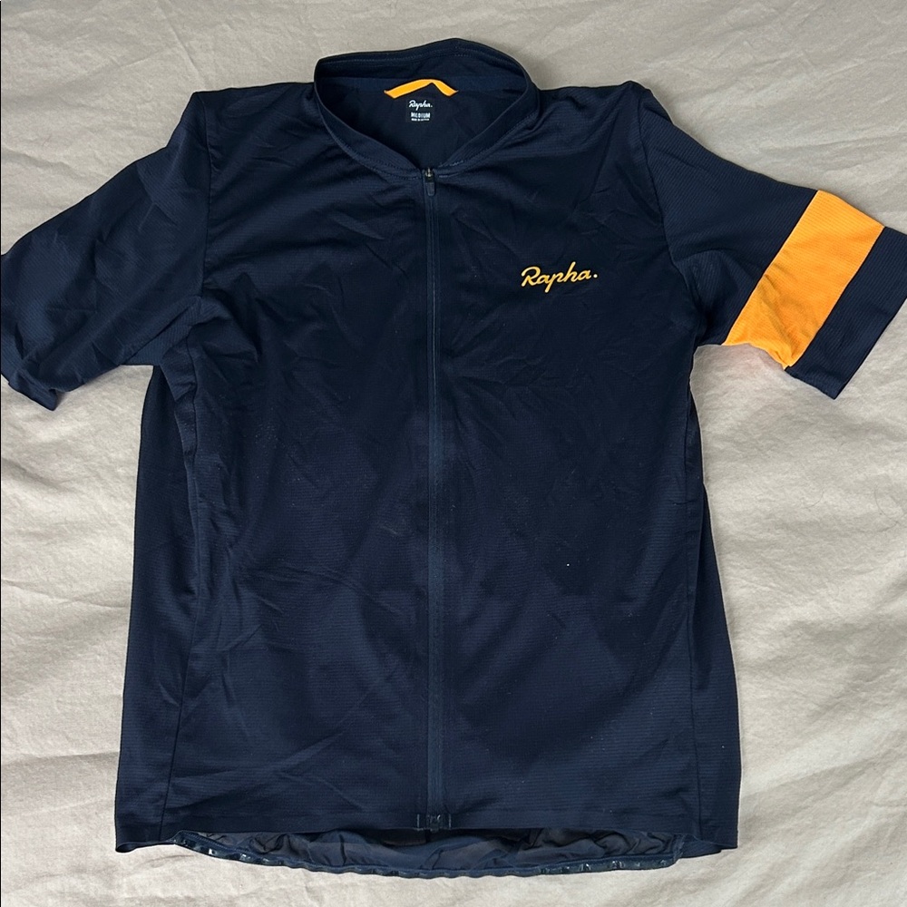 Rapha Men's Dark Blue and Bright Orange Rash Guard